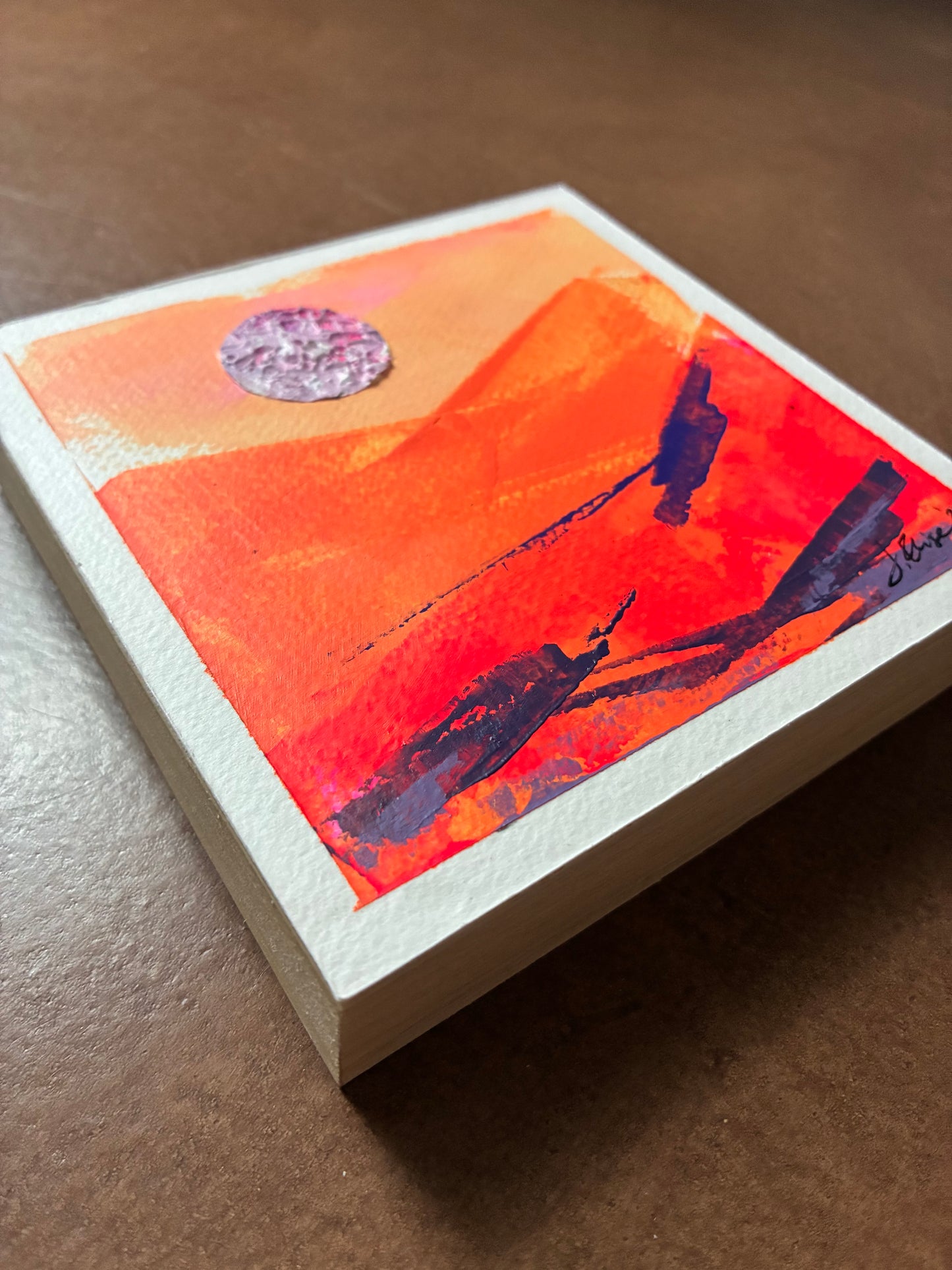 Moonscape #02 – 4" x 4” Original Acrylic Painting on Wood Panel