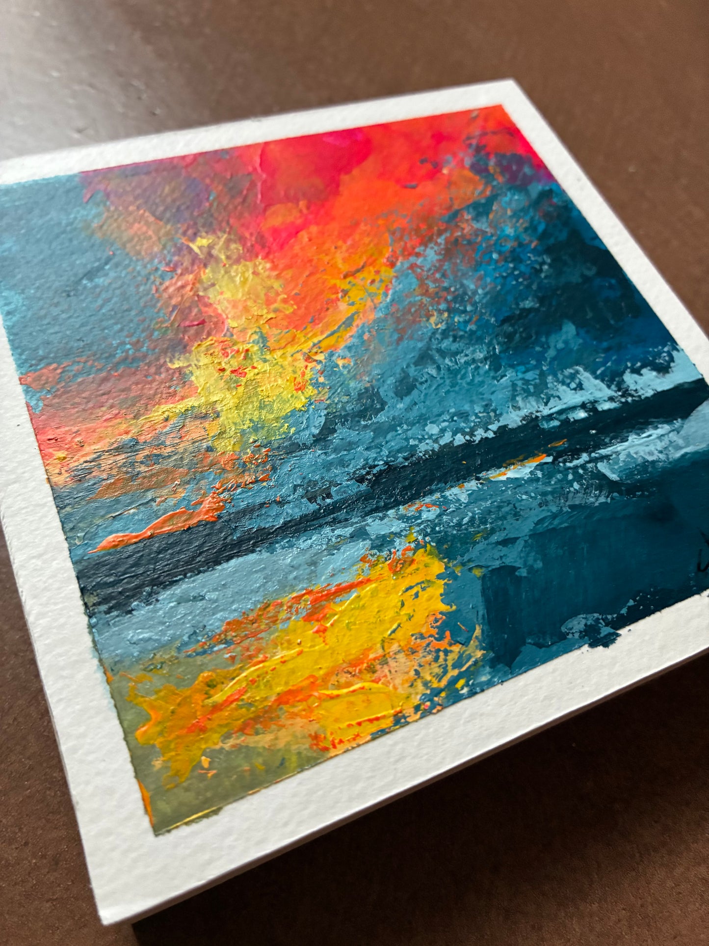 Seascape #03 - 4" x 4” Original Acrylic Painting on Wood Panel