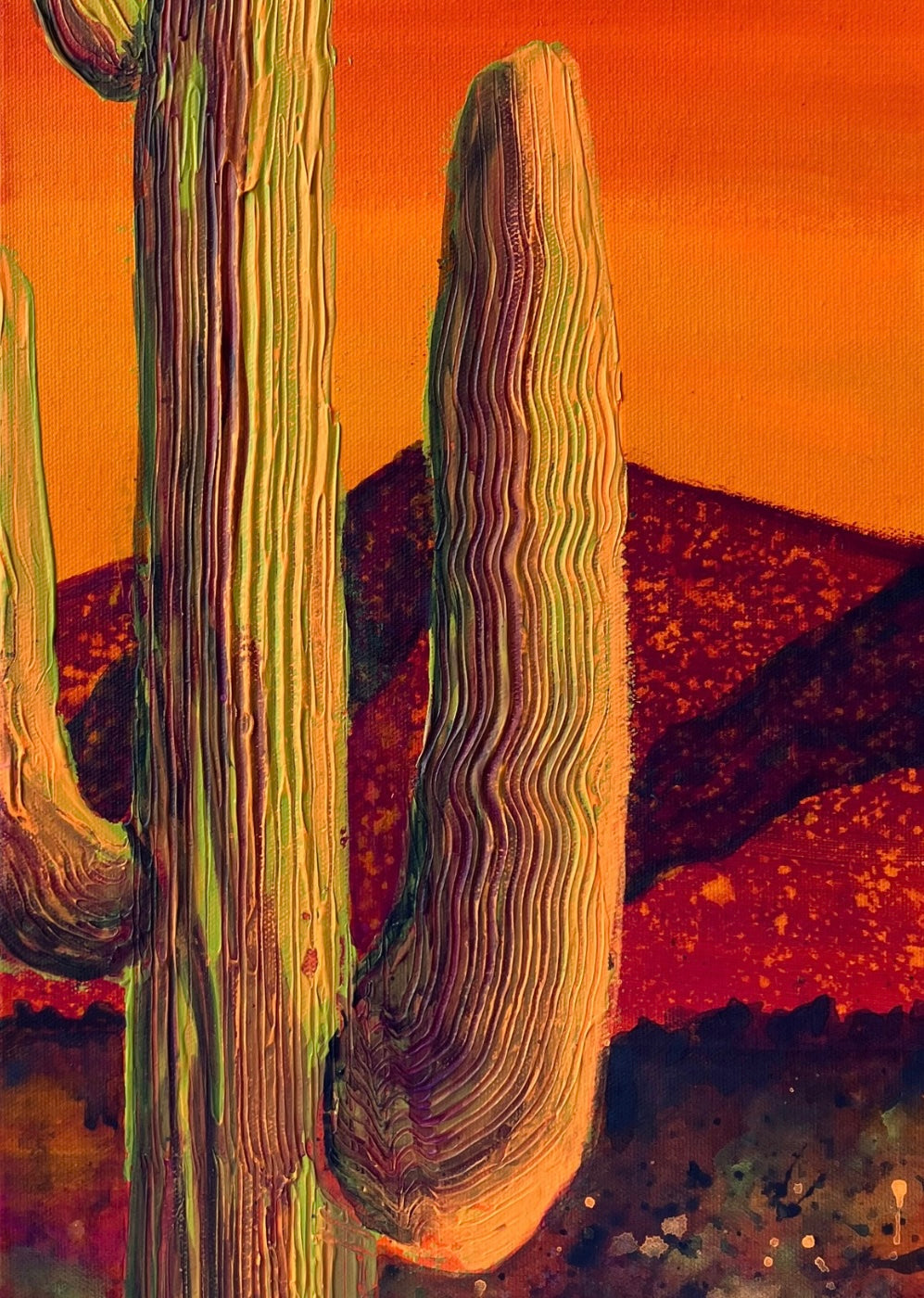 Sunset Saguaro Greeting Card | 5x7 Art Card | Blank Inside