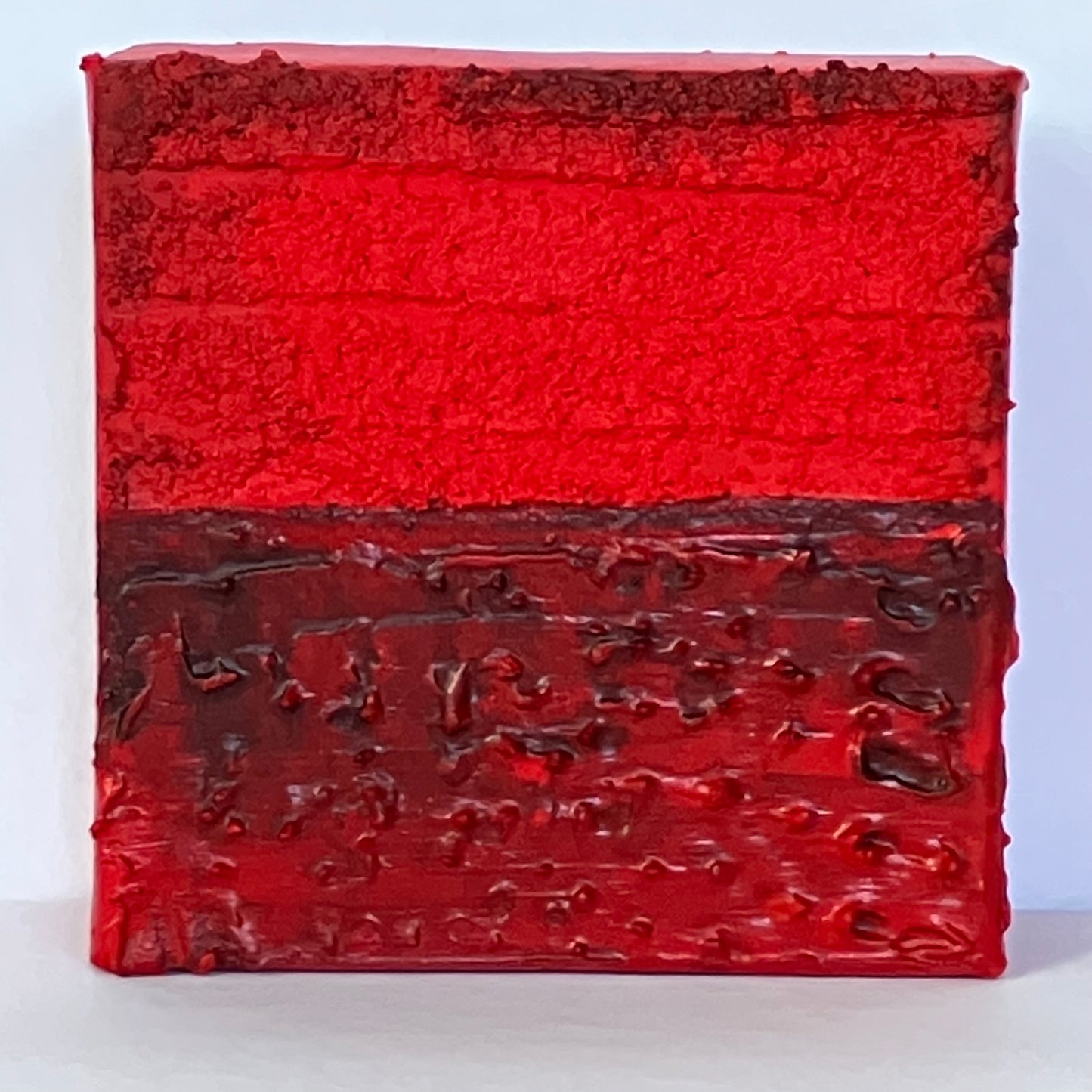 "Red Resonance" - Triptych - Each measure 4” x 4” x 1 3/8” gallery wrapped canvas, ready to hang(set of 3) original art