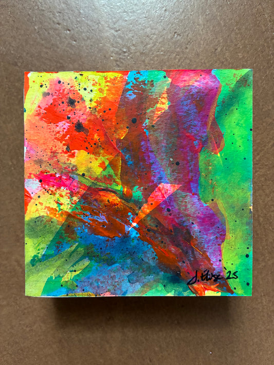 Floral #06 - Mini Floral Abstract Painting - Original Acrylic on Wood Panel (3x3)