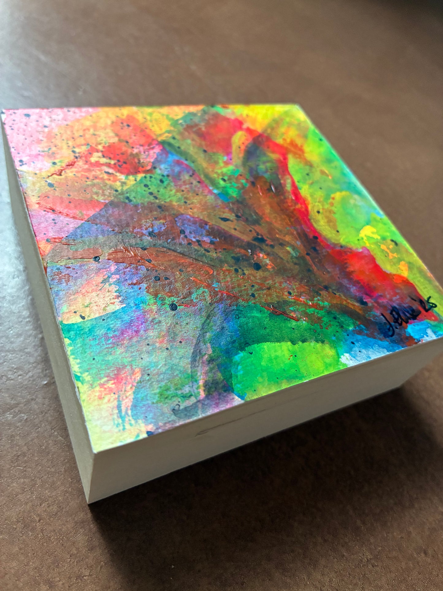 Floral #02 - Mini Floral Abstract Painting - Original Acrylic on Wood Panel (3x3)