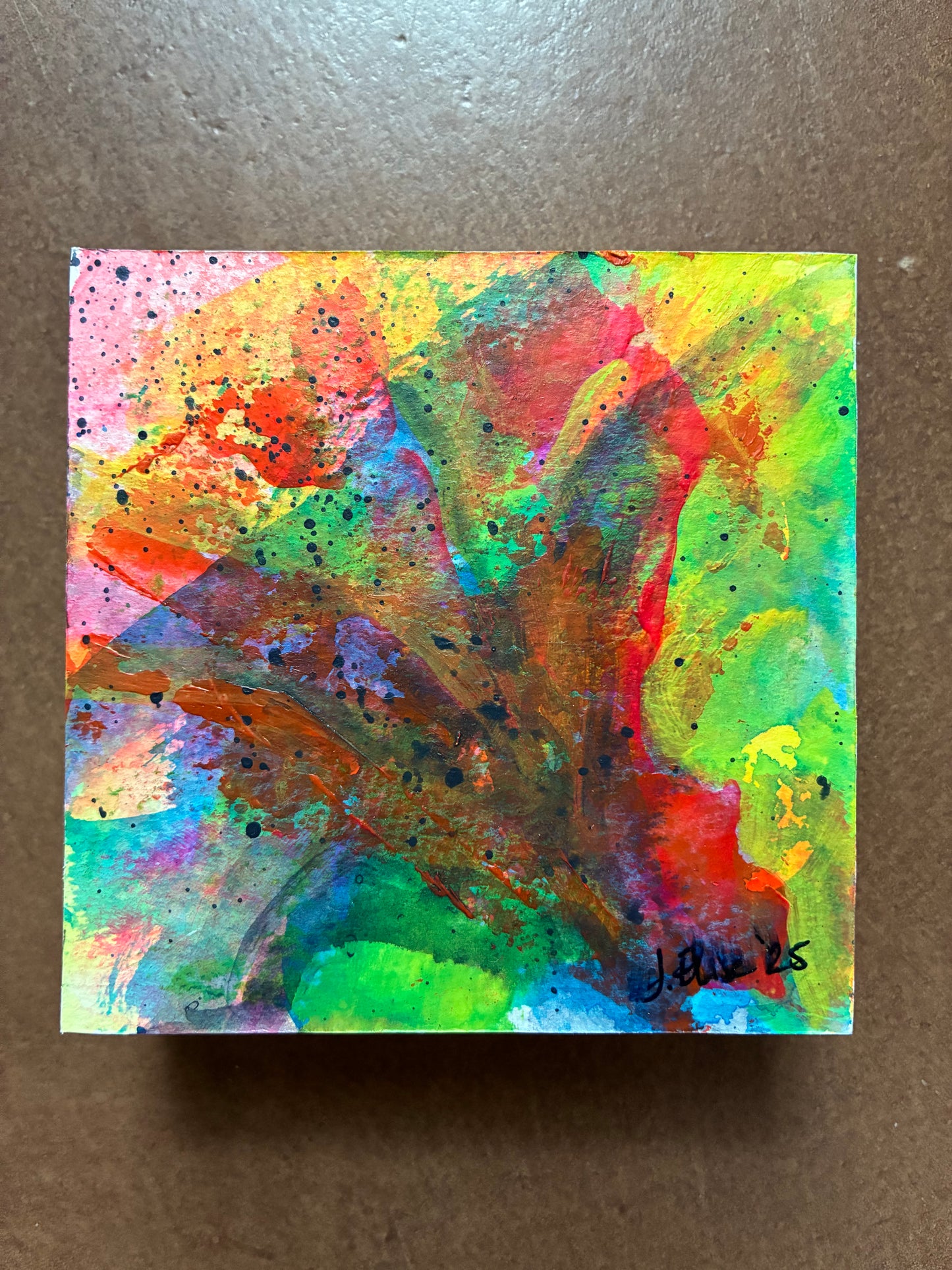 Floral #02 - Mini Floral Abstract Painting - Original Acrylic on Wood Panel (3x3)