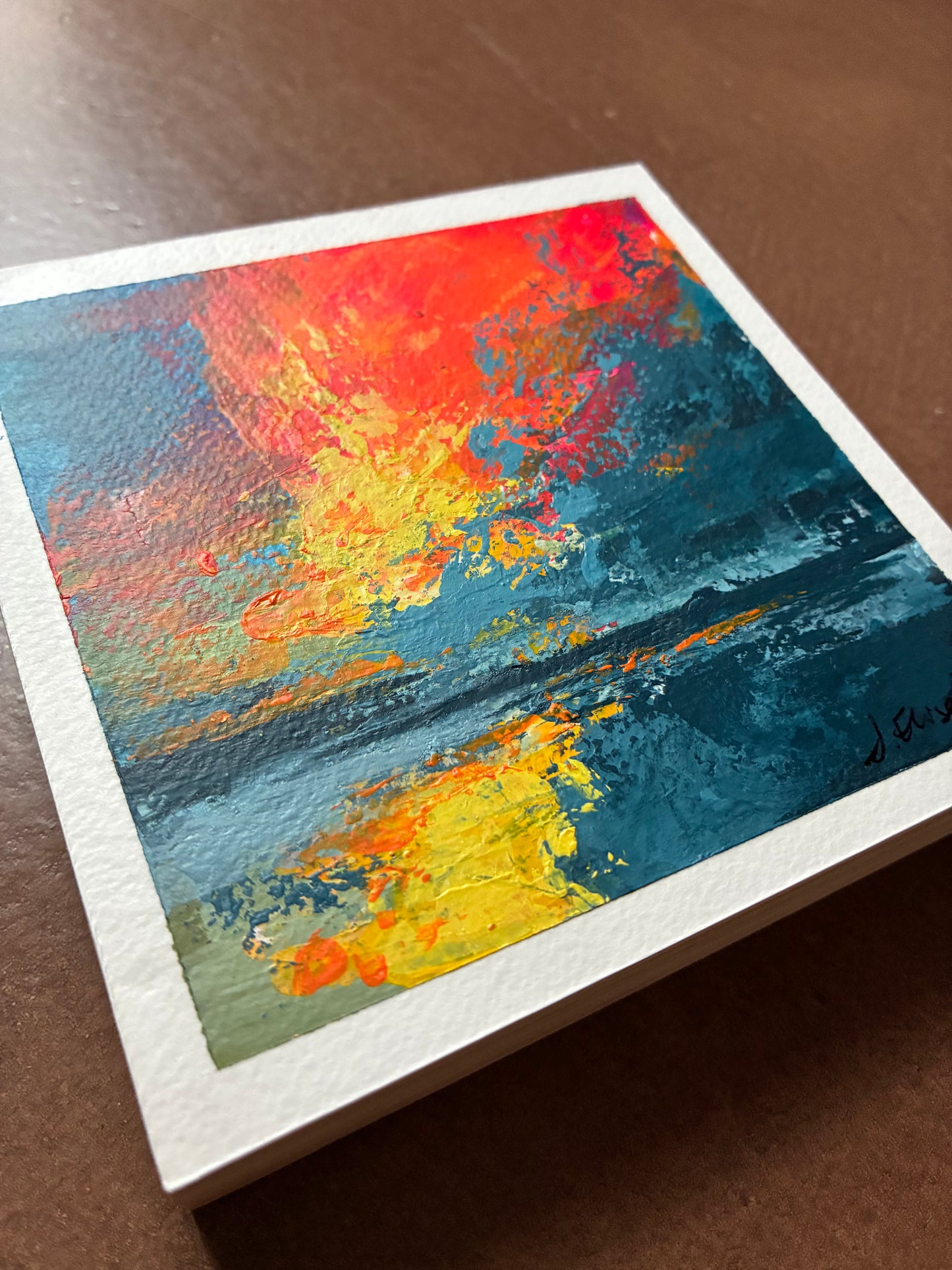 Seascape #02 - 4" x 4” Original Acrylic Painting on Wood Panel