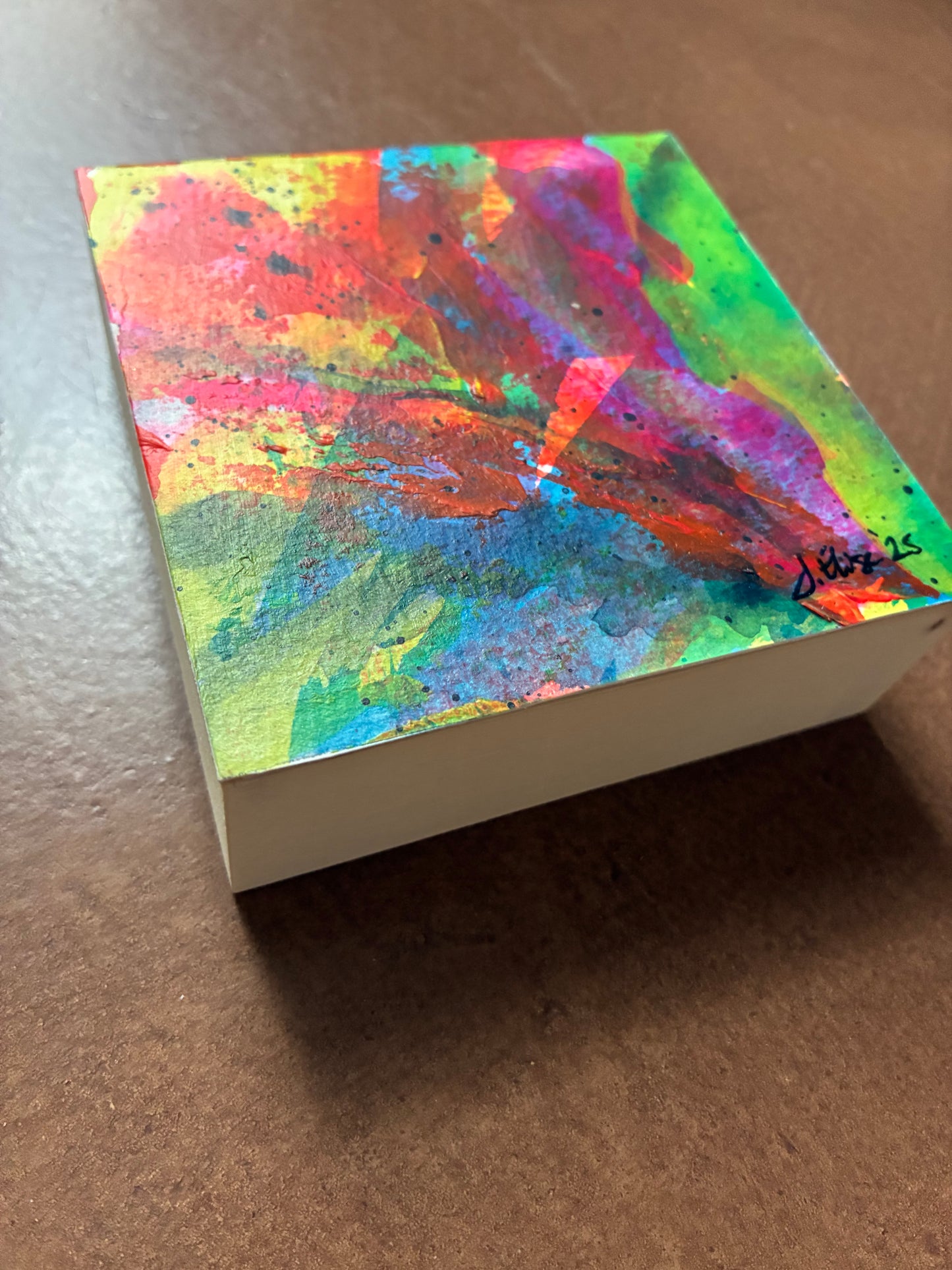 Floral #06 - Mini Floral Abstract Painting - Original Acrylic on Wood Panel (3x3)