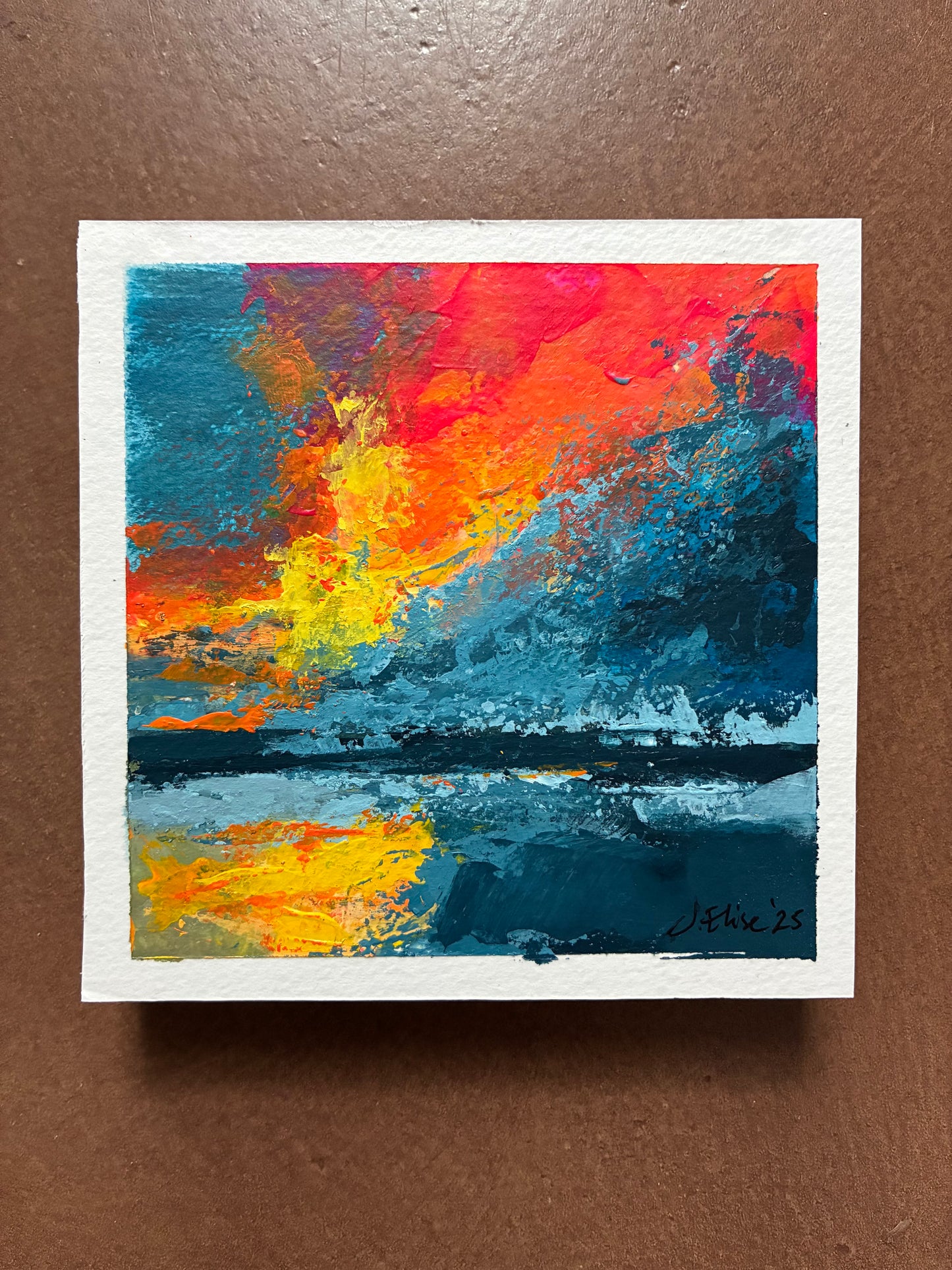 Seascape #03 - 4" x 4” Original Acrylic Painting on Wood Panel