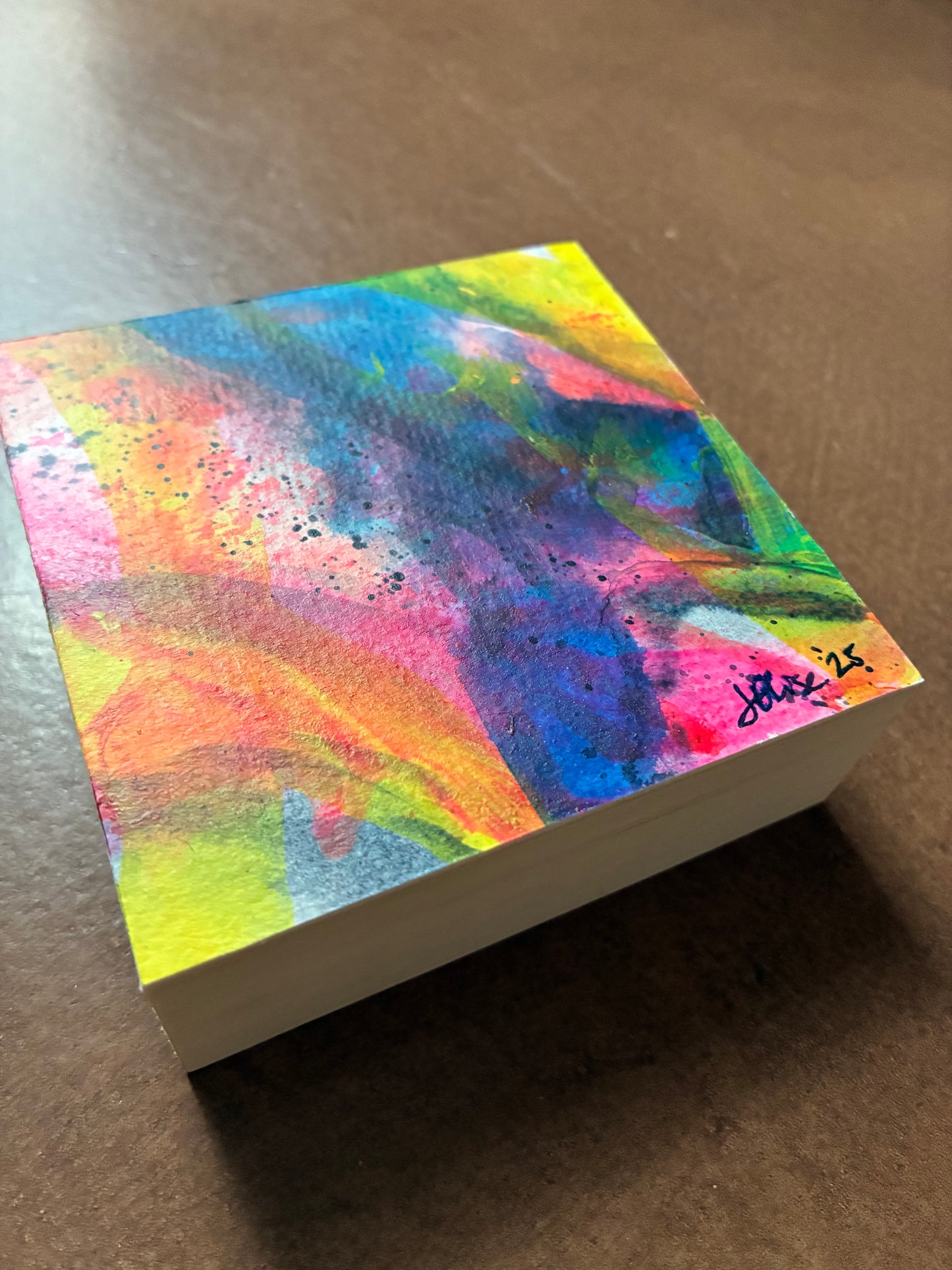 Floral #01 - Mini Floral Abstract Painting - Original Acrylic on Wood Panel (3x3)