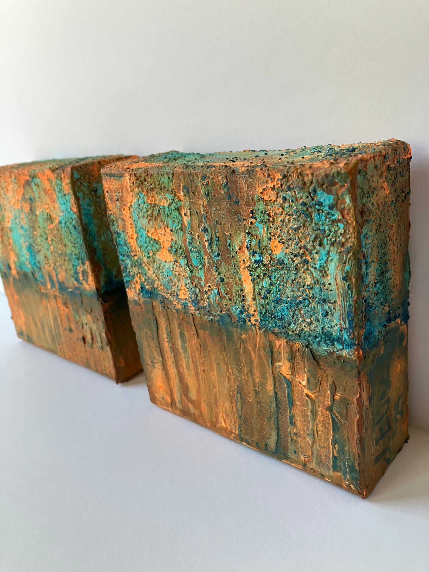 "A New Day" -  Diptych - Each measure 4” x 4” x 1 3/8” gallery wrapped canvas, ready to hang original art