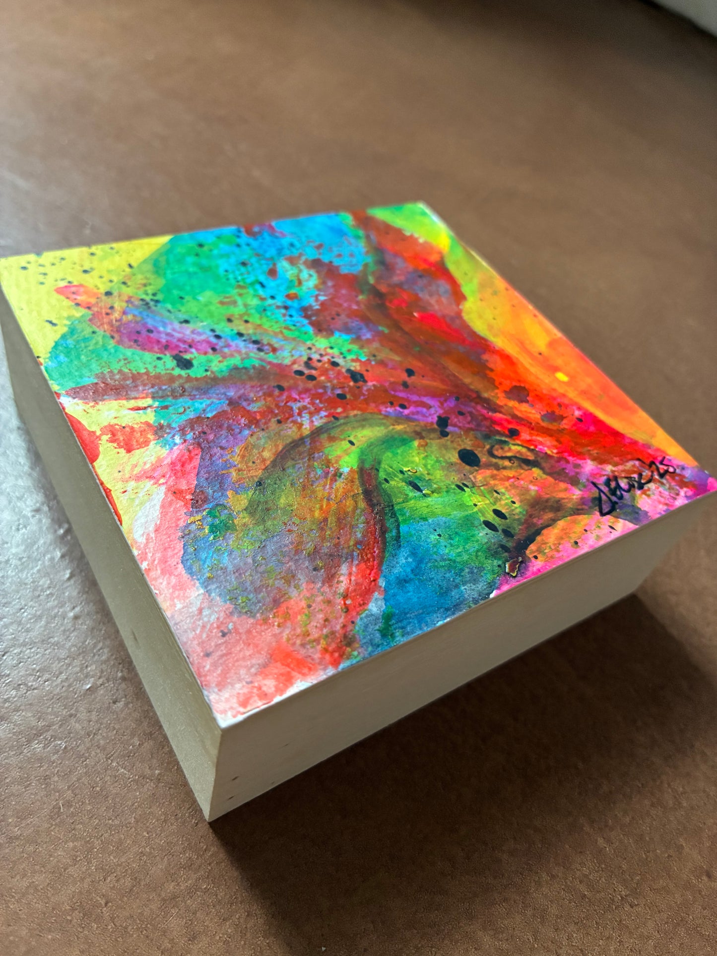 Floral #04 - Mini Floral Abstract Painting - Original Acrylic on Wood Panel (3x3)