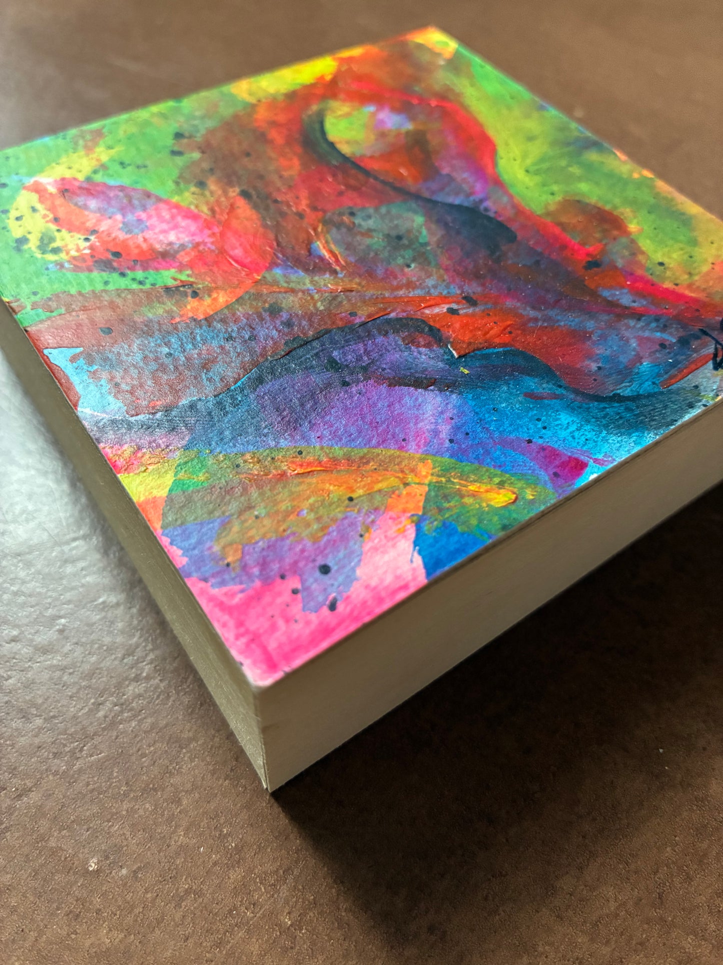 Floral #05 - Mini Floral Abstract Painting - Original Acrylic on Wood Panel (3x3)