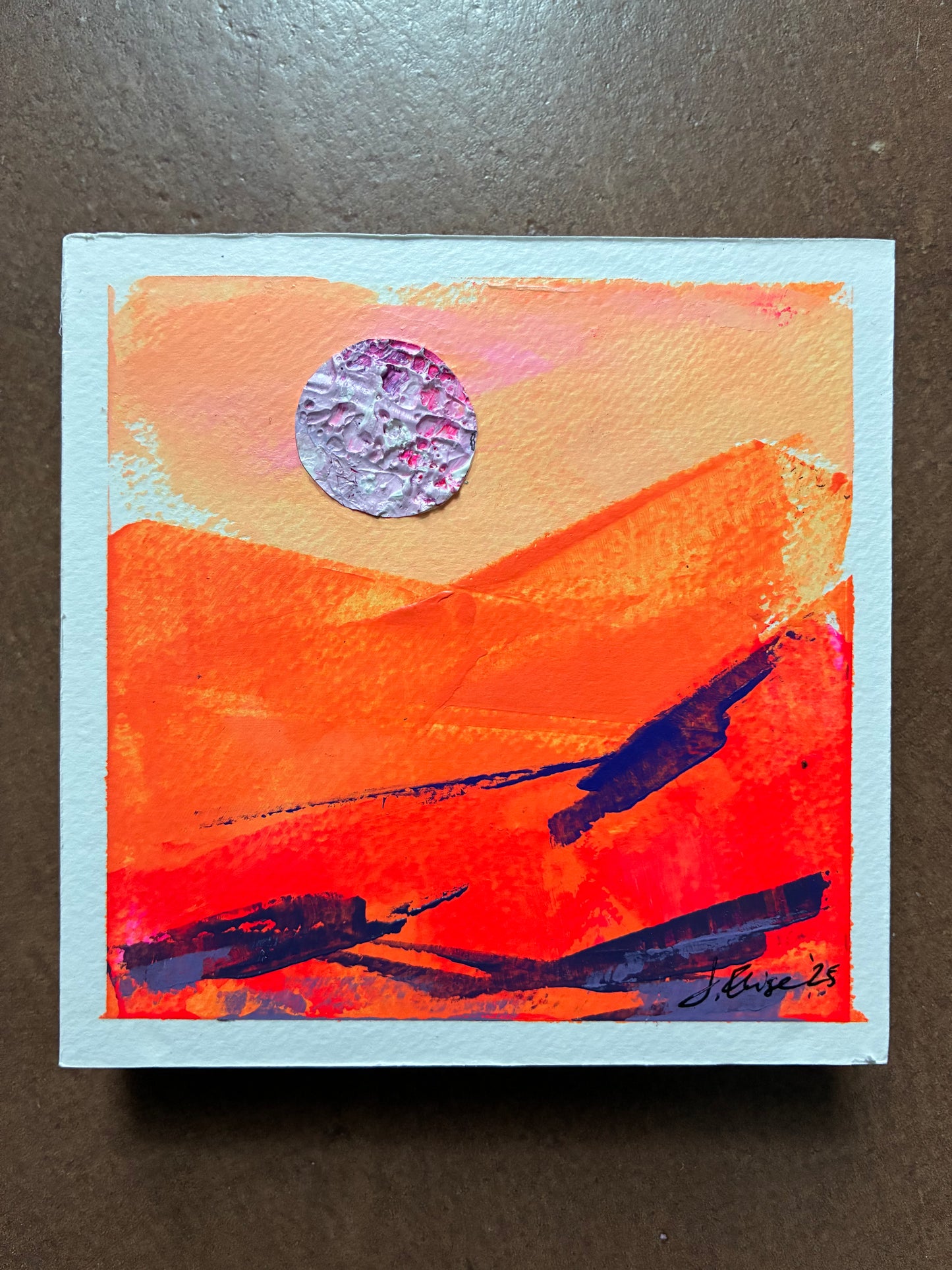 Moonscape #02 – 4" x 4” Original Acrylic Painting on Wood Panel