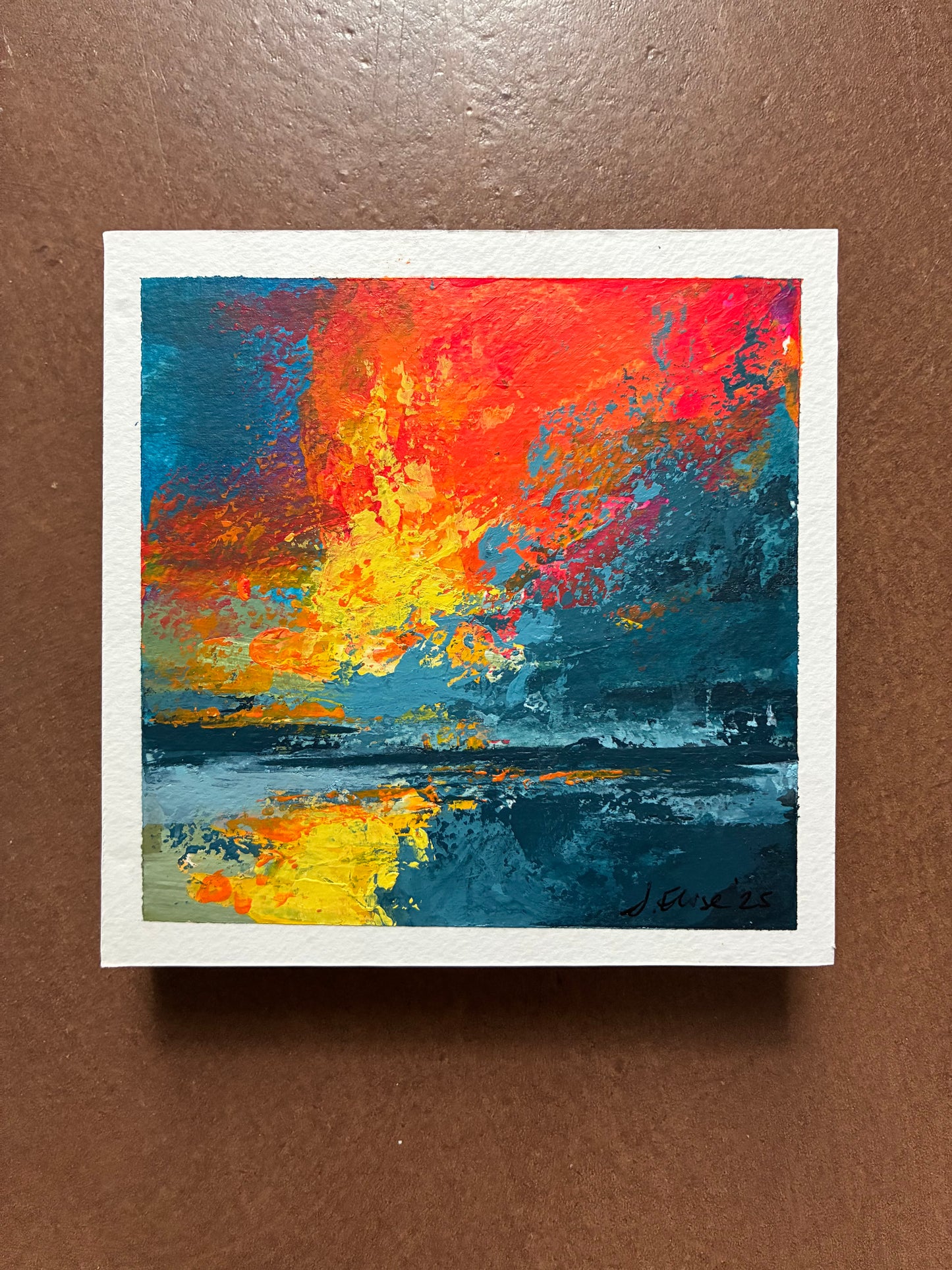 Seascape #02 - 4" x 4” Original Acrylic Painting on Wood Panel