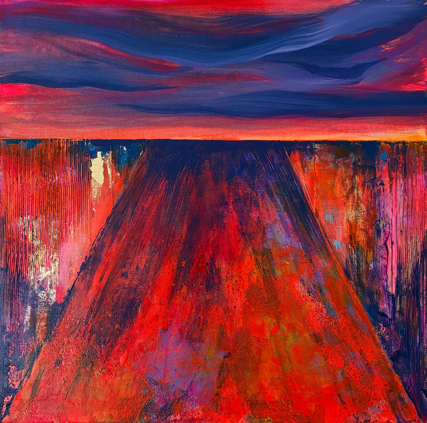 Familiar Road – 20"x20” Original Acrylic Painting on Gallery-Wrapped Canvas