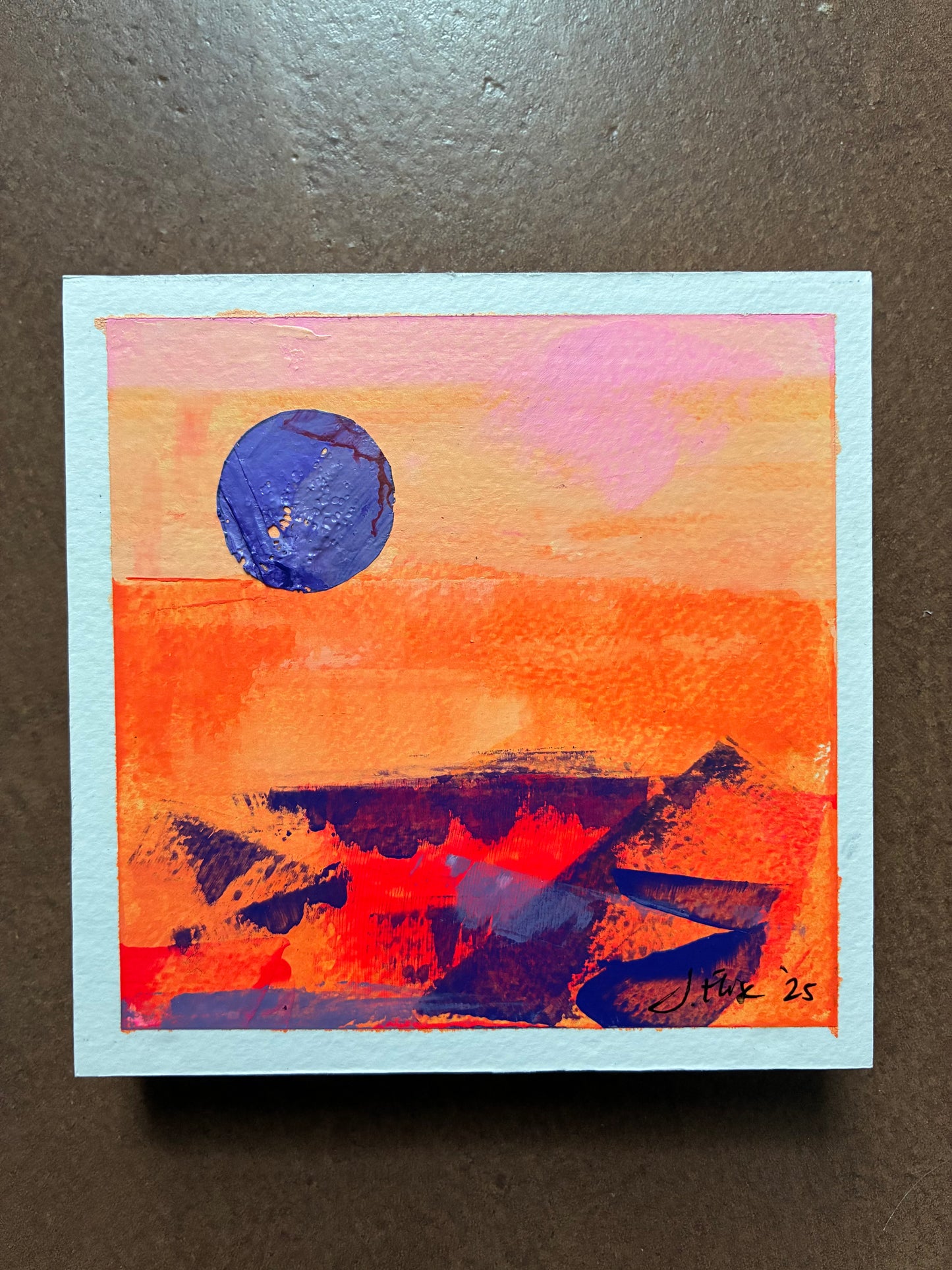 Moonscape #03 – 4" x 4” Original Acrylic Painting on Wood Panel