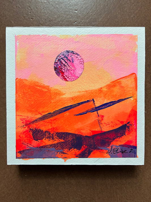 Moonscape #01 – 4" x 4” Original Acrylic Painting on Wood Panel