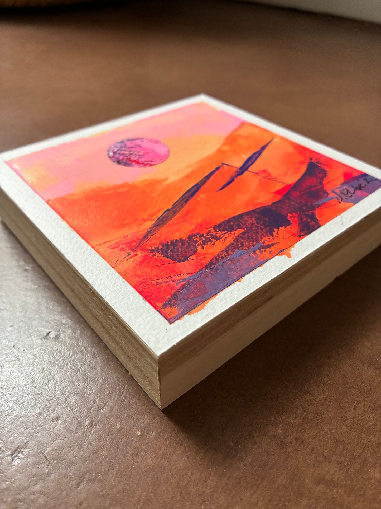 Moonscape #01 – 4" x 4” Original Acrylic Painting on Wood Panel