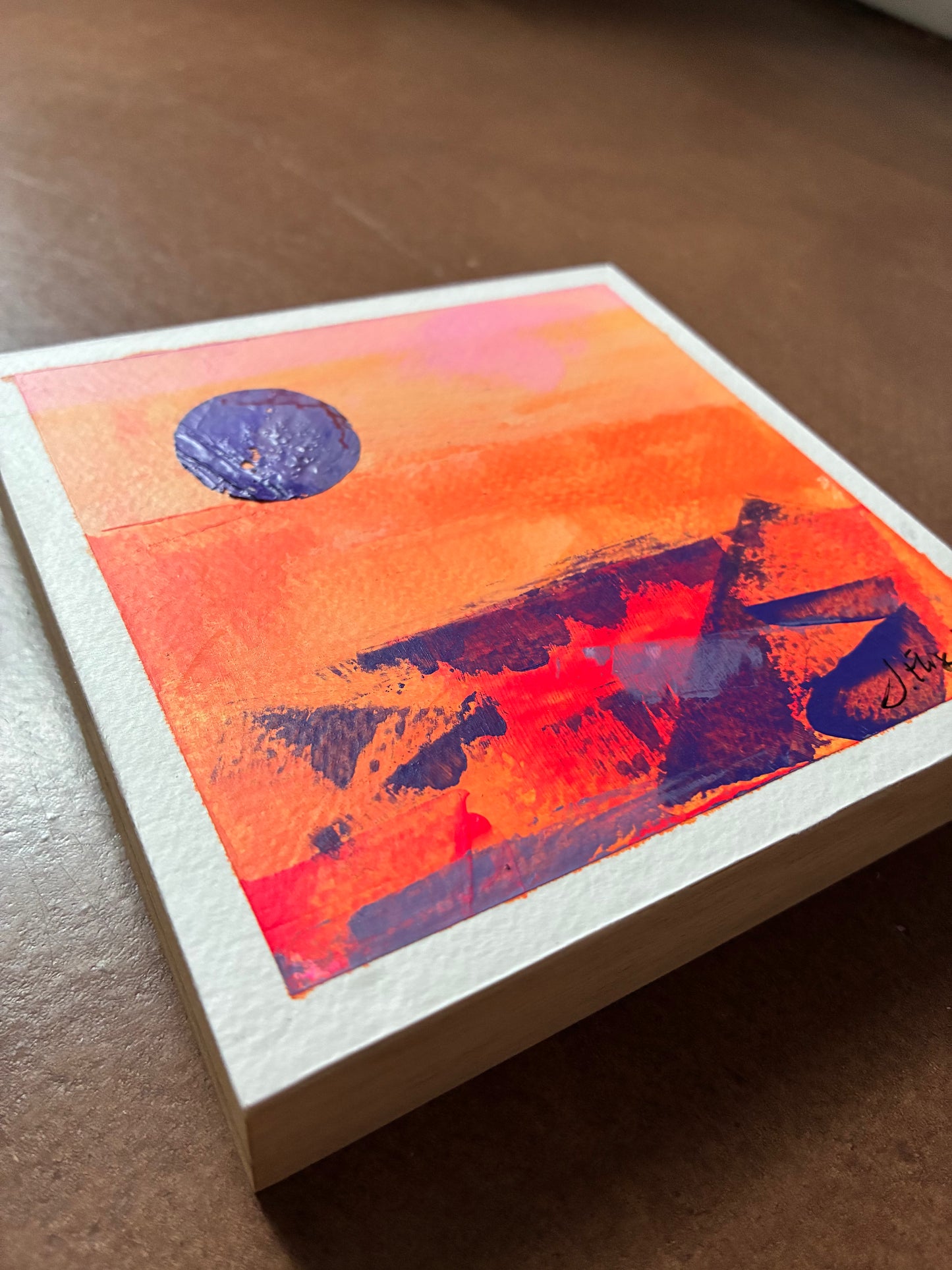 Moonscape #03 – 4" x 4” Original Acrylic Painting on Wood Panel