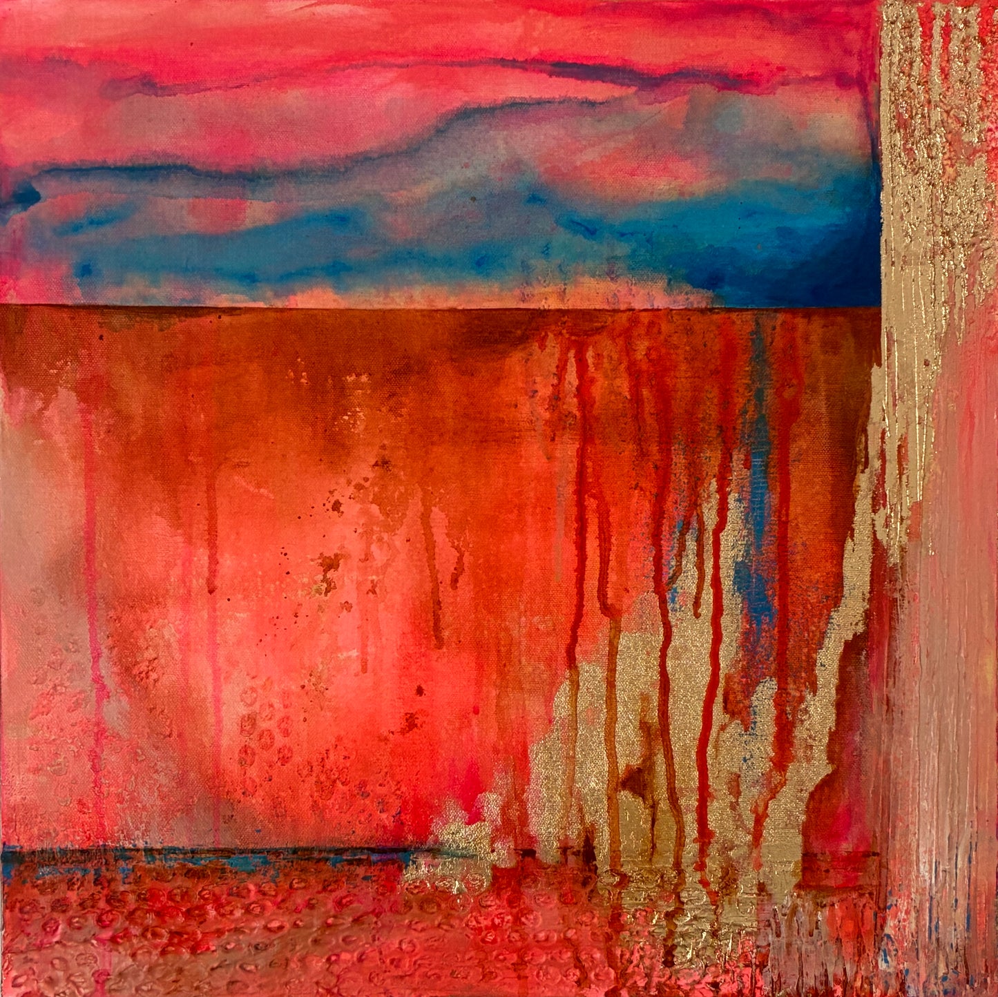 Gold Canyon Sunrise – 20"x20” Original Acrylic Painting on Gallery-Wrapped Canvas