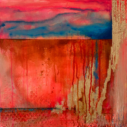Gold Canyon Sunrise – 20"x20” Original Acrylic Painting on Gallery-Wrapped Canvas