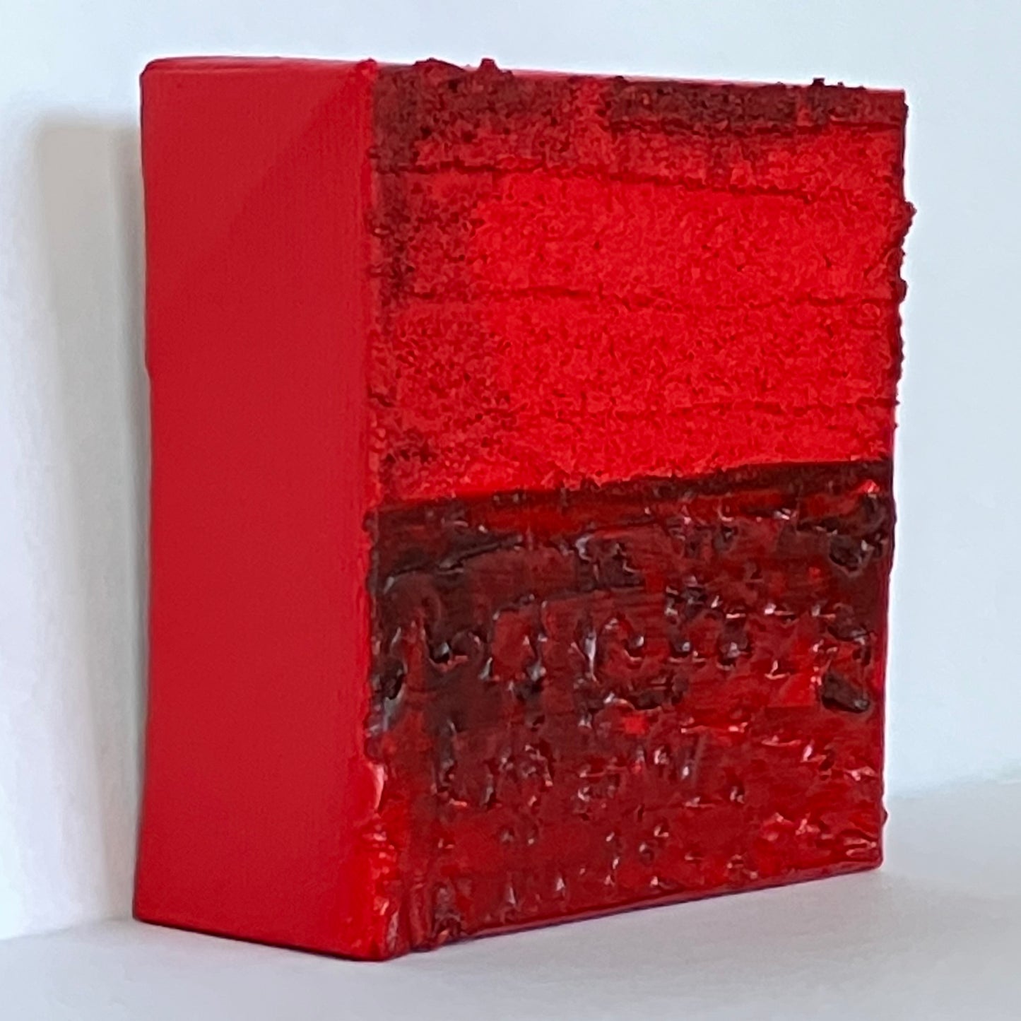 "Red Resonance" - Triptych - Each measure 4” x 4” x 1 3/8” gallery wrapped canvas, ready to hang(set of 3) original art