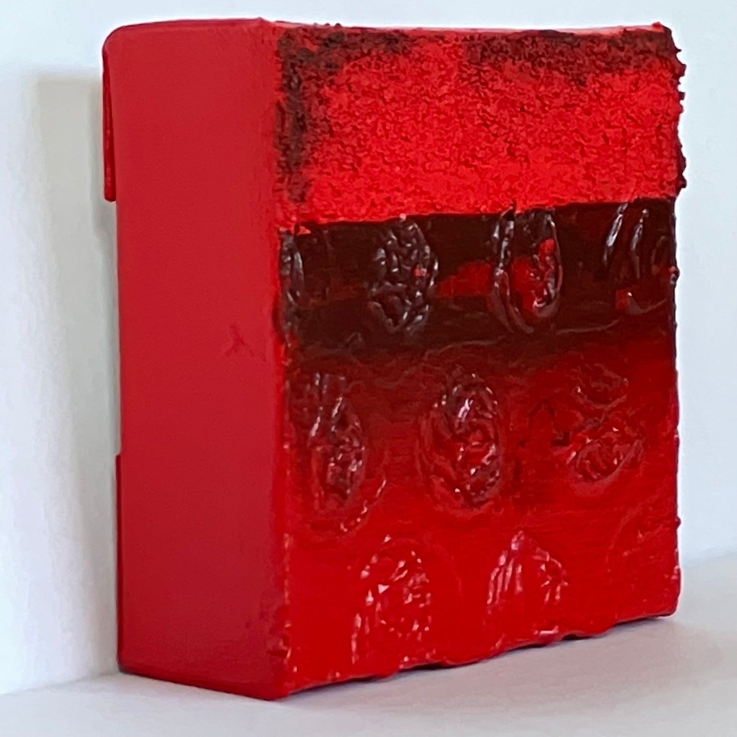 "Red Resonance" - Triptych - Each measure 4” x 4” x 1 3/8” gallery wrapped canvas, ready to hang(set of 3) original art