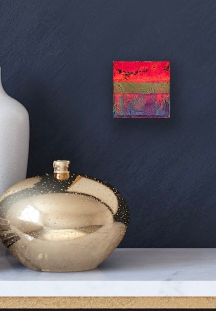 "Party" -  4” x 4” x 1 3/8” gallery wrapped canvas, ready to hang original art