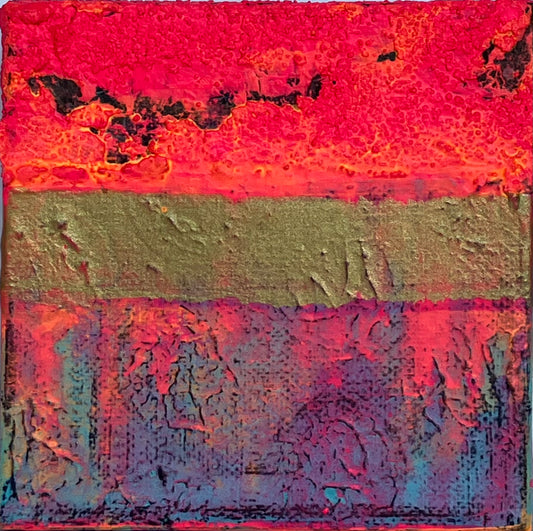 "Party" -  4” x 4” x 1 3/8” gallery wrapped canvas, ready to hang original art