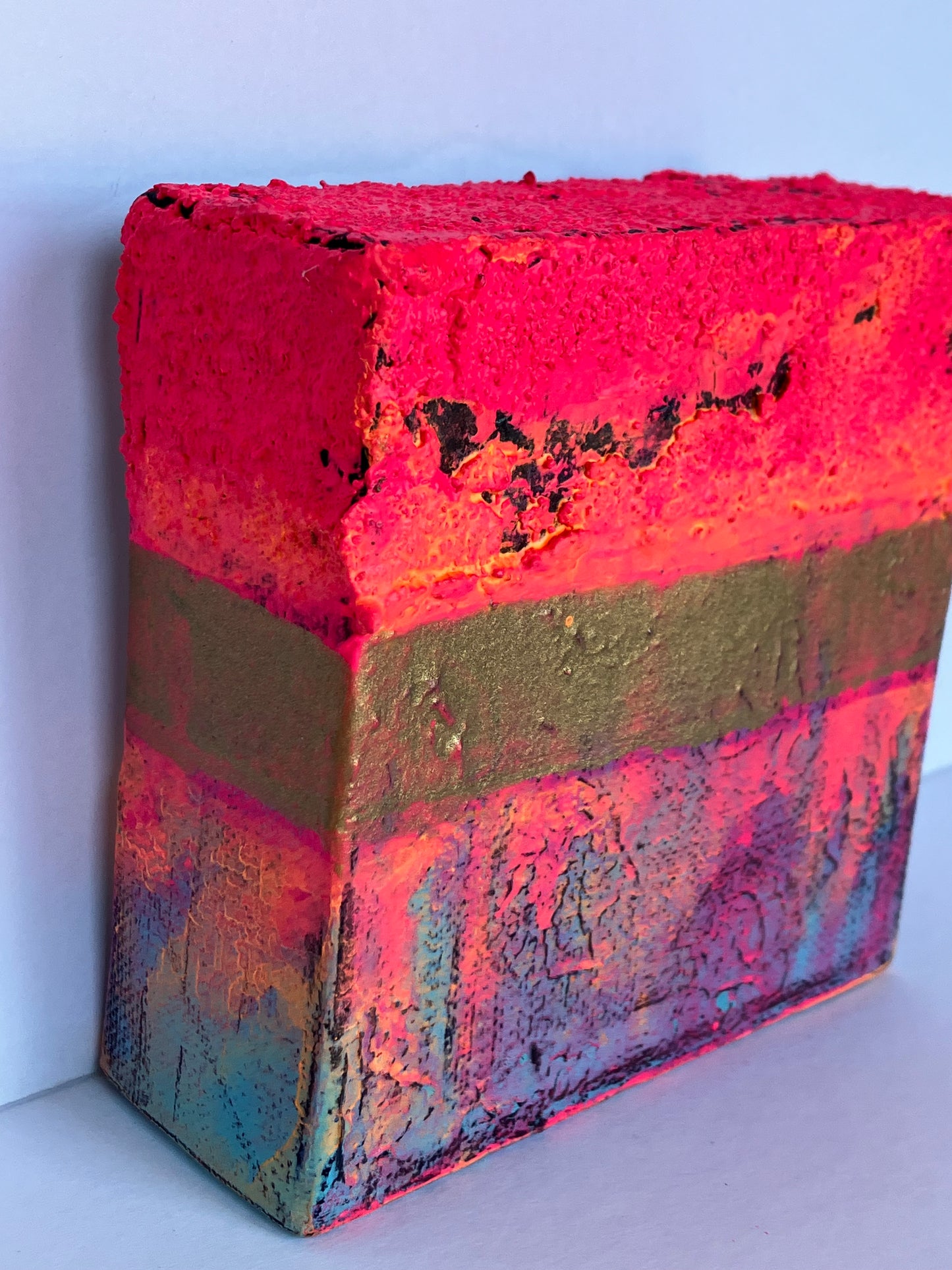 "Party" -  4” x 4” x 1 3/8” gallery wrapped canvas, ready to hang original art