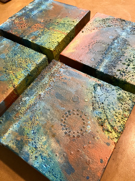 Unearthed - Set of 4 paintings, each 6” x 6” x 1” gallery wrapped canvas original art